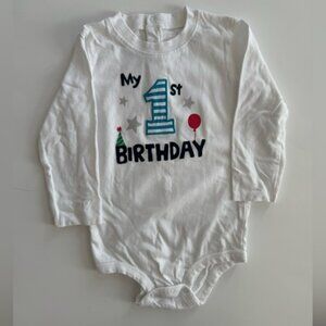 White My 1st Birthday Long Sleeve Onesie